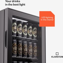 Klarstein koelkast met glazen deur, stille roestvrijstaal koelkast, indoor/outdoor drankenkoelkast, smalle wijnkoelkast voor dranken, 74L koelkast met uitneembare schappen, 3-18°C - 45 cm - Touch - RVS - Wijnklimaatkast - Wijnkast — thumbnail 5