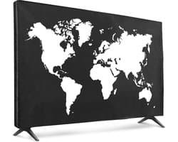 kwmobile tv hoes voor 55" TV cover - Beschermhoes voor televisie - Voor binnengebruik - Wereldkaart design in wit / zwart
