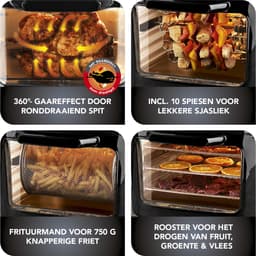GOURMETmaxx Digitale Heteluchtfriteuse XXL - 9L Oven | Airfryers met timerfunctie, touchdisplay, draaispit, shaslikspiezen | Vetarm, energiebesparend frituren | 8 programma's, 1800 W — thumbnail 3