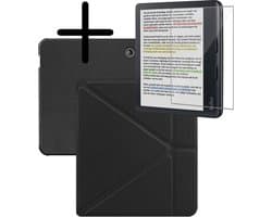 Hoes Geschikt voor Kobo Libra Colour Hoesje Bookcase Cover Hoes Trifold Met Screenprotector - Hoesje Geschikt voor Kobo Libra Colour Hoes Cover Case - Zwart