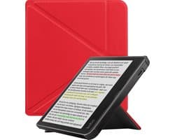 Hoes Geschikt voor Kobo Libra Colour - E-reader Bescherm Hoesje Case Sleep Cover Trifold - Hoes Geschikt voor Kobo Libra Colour Hoesje - Rood