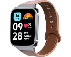 kwmobile lederen horlogebandje geschikt voor Xiaomi Redmi Watch 3 Active / Redmi Watch 3 Lite polsband - Echt leren smartwatch bandje - Activity tracker horloge band in oudroze