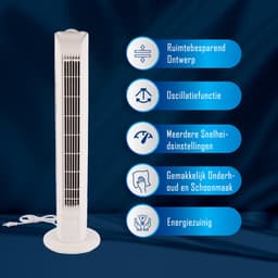 Torenventilator met 3 Oscillatiesnelheden | 45W ventilator | Met 78cm Hoog en 12cm Breed | Perfect voor Verkoeling in Kantoor, School & Thuis — thumbnail 2