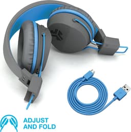 JLAB Jbuddies kinder Koptelefoon Draadloos – Koptelefoon kinderen geluidsdempend – Gehoorbescherming kinderen – Volumelimiet 84 dB – 24 uur batterijduur – Bluetooth - Grijs/Blauw — thumbnail 11