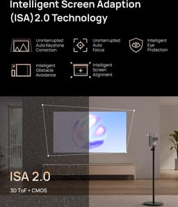 draagbare projector WiFi Bluetooth Android TV 11.0 - 400 ISO lumen - 4K autofocus - objectvermijding - schermaanpassing Mini Beamer — thumbnail 2