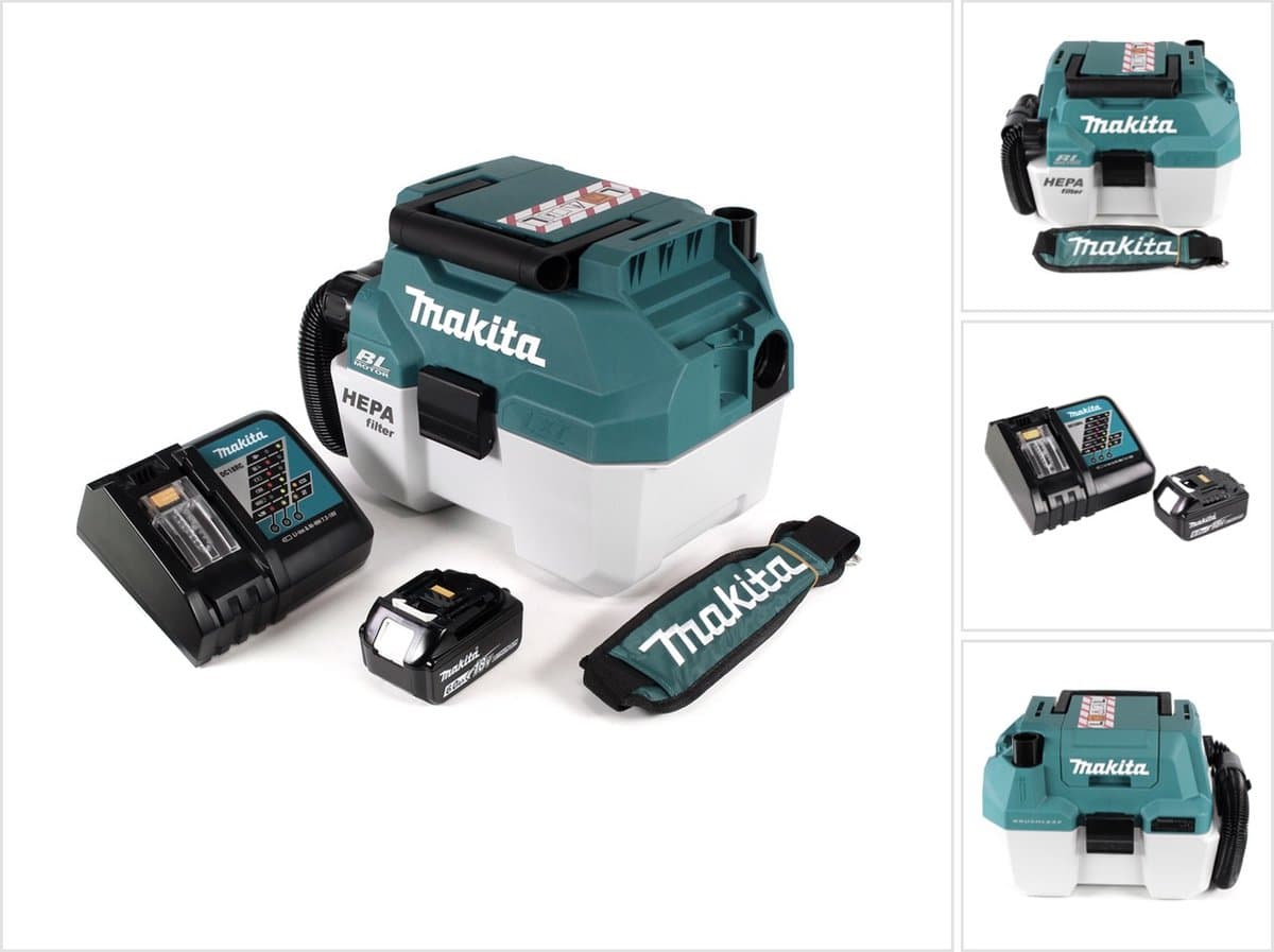 Makita DVC 750 LRG1X3 accu stofzuiger nat- en droogzuiger 18 V draagbaar + 1x 6,0 Ah accu en oplader - zonder accessoires — afbeelding 1