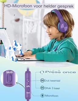 Velox Koptelefoon Kinderen Met Draad - Koptelefoon Kinderen Vanaf 2 Jaar — thumbnail 4