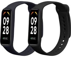 kwmobile 2x horlogebandjes geschikt voor Xiaomi Smart Band 8 Active bandje - Smartwatch bandjes van TPU - Activity tracker horloge band in zwart / donkerblauw