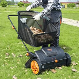 handgrasmaaier 53,5cm veegbreedte handgrasmaaier 99L capaciteit van de opvangmand kooimaaier 112x67x90cm handkooimaaier verstelbaar voor het opvegen van bladeren, gemaaid gras, kleine takken — thumbnail 5