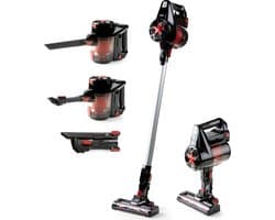 PRIMO PR504SV Steelstofzuiger Draadloos 3-in-1 - Stofzuiger Zonder Zak - Kruimelzuiger - HEPA Filter - Zwart/Rood