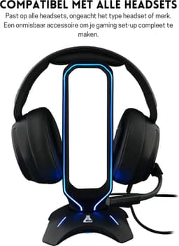 StayPowered Headset Houder - Jouw Ultieme Gaming-Headset Standaard & USB-Hub in Één! - Verschillende Lichtmodi - Multifunctioneel - Elegant en Stabiel Design - Eenvoudige Installatie - Zwart - Levering Sneller dan Aangegeven! — thumbnail 4