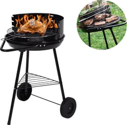 Barbecue - BBQ - Rond - Half open - Verrijdbaar - 41,5x70x41,5cm - Zwart grijs — thumbnail 3