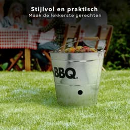 BBQ Emmer - Barbecue Emmer - Portable BBQ - Zink - 19 cm - Met Handgreep - Houtskoolbarbecue - Inclusief EBOOK — thumbnail 3