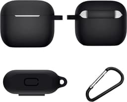 Hoesje geschikt voor Airpods 3 - Schokbestendig siliconen Case Silicone met clip - Zwart — thumbnail 4