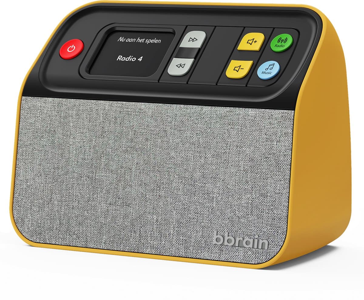 BBrain Muziekspeler - DAB+ Radio voor senioren - Aanpasbaar bedieningspaneel - Dementie radio - Muziekspeler met USB - Okergeel — afbeelding 1