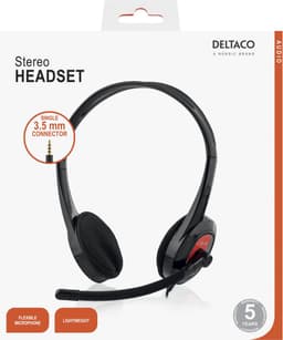 Deltaco HL-108 Stereo Headset - Microfoon - On-Ear - 1x 3,5mm 4-pin - Zwart/Rood — thumbnail 5