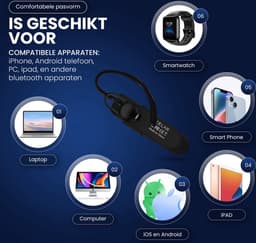 Draadloze Headset - Bluetooth 5.0 oortjes - Handsfree bellen - Oordopjes - 24 uur bellen - Noice Cancelling Microfoon - Zwart — thumbnail 2