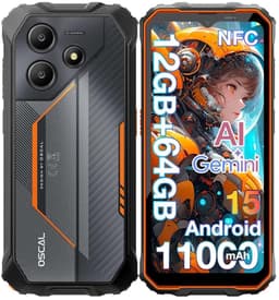 OSCAL MARINE 2 Robuuste Smartphone - Gemini AI - 12GB RAM+64GB ROM - 11000mAh Robuuste Telefoon - 6,56 Inch - IP68 IP69K - Dual SIM 4G - Android 15 - BT5.2 - NFC GPS - Oranje — thumbnail 1