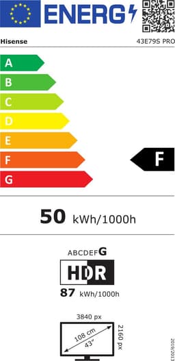 Hisense 43E79S PRO tv 109,2 cm (43") 4K Ultra HD Smart TV Wifi Zwart — thumbnail 2