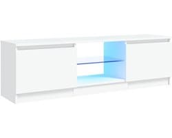 Tv-meubel met LED - Media kast - Opbergen entertainment - Verstelbare verlichting - 120x30x36 cm - Wit