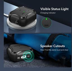 ESR Halolock Cyber Tough Hoes Geschikt Voor AirPods 4 (AirPods 4e Generatie) (2024) - Magsafe - Karabijnhaak - Donkerblauw — thumbnail 4