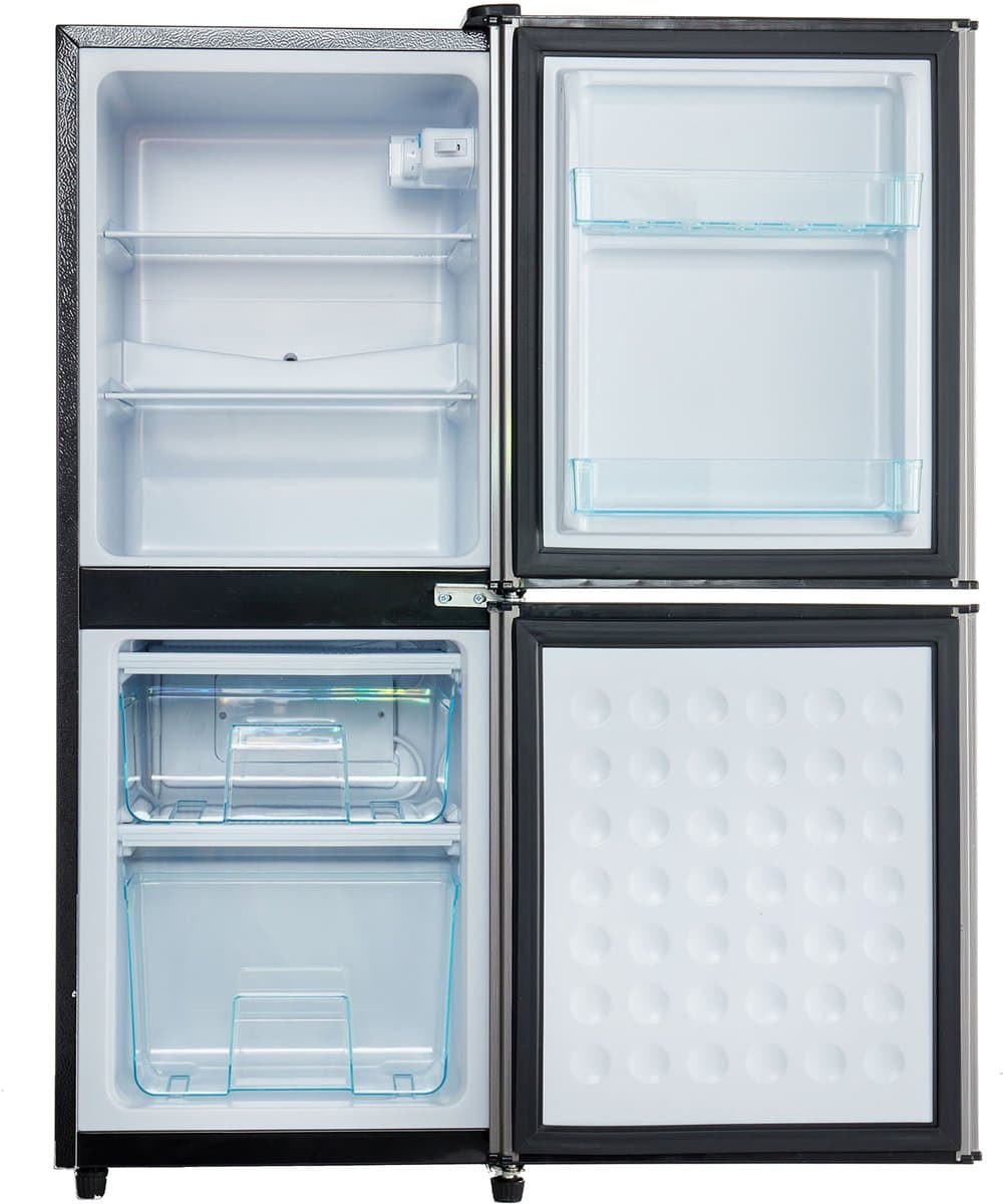 Zubaliya Koelvriescombinatie 106 Liter - Zwart & Zilveren Mini Koelkast Met 7 Temperatuurstanden - Energiezuinig & Stil (≤45 dB) — afbeelding 1