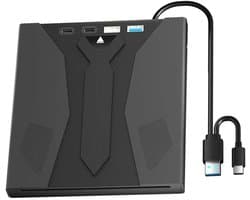 Externe harde schijf met USB 3.0- en Type-C-poorten, compact en lichtgewicht, geschikt voor laptops en tablets.