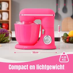 Aura® Mixer met mengkom - Mixer - Mixer met mengkom keukenmachine - donkerroze - ‎22cm x 36cm x 33cm — thumbnail 5