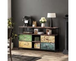 TV-meubel met Opbergkasten, Laden en LED Verlichting - Breedte 137 cm