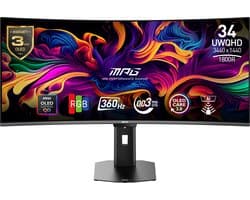 MSI MPG 341CQRDE QD-OLED X36 computer monitor 86,4 cm (34") 3440 x 1440 Pixels UltraWide Quad HD Zwart