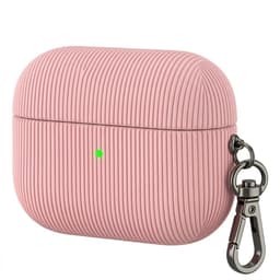 Luxe geribd hoesje voor oordopjes – Vertical Stripe design met sleutelhaak, geschikt voor AirPods Pro 2 (Roze) — thumbnail 1