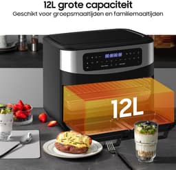 Dewelling KDFO-5511DTW XXL 12L Two Zone Airfryer met afneembare scheidingswand – 2600W Heteluchtfriteuse met zichtvenster — thumbnail 8