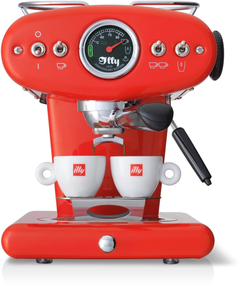 illy X1 Anniversary Koffiemachine – ESE Pads & Gemalen Koffie – Rood - Iconisch Design – Met Stoompijp — afbeelding 1