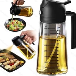 Keuken huishoudelijke spuit-en-giet 2-in-1 oliekan, oliefles, eetbare oliecontainer, grote capaciteit, olijfolieverdeler en oliesprayfles - 16 oz/470 ml, lichtbestendige oliekan, geschikt voor keuken, airfryer, koken, salades en barbecue, stijl 2 — thumbnail 1