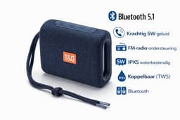 Draagbare Bluetooth Speaker Blauw – Mini Waterproof IPX5 – 5W Krachtig Geluid – AUX, USB & TF – Handsfree Bellen – Compacte Draadloze Speaker — thumbnail 1