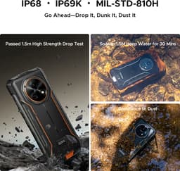 DOOGEE Fire 7 Robuuste Smartphone - IP68/IP69K Outdoor Telefoon - Dual SIM 5G - 16GB RAM - 256GB ROM - 13000mAh 18W - Android 15 - 6,6 inch - 64MP AI-camera - NFC, GPS, OTG - Zwart — thumbnail 11