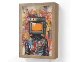 Wandlamp 20x30 cm - Oplaadbaar - Televisie - Graffiti - Mens - Kleuren - Wandlampen binnen woonkamer - Slaapkamer lamp met kabel - Decoratieve nachtlamp - Vloerlamp snoer