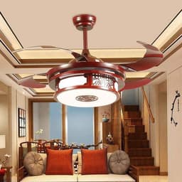 Plafondventilator Lamp - Houten Ventilator Licht - Moderne Verlichting - 3 Kleur Dimbaar - 112cm Diameter - Bruin — thumbnail 4