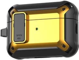 Telestore - Hoesje geschikte voor AirPods Pro 3 - TPU hybride hoesje Beschermhoes - Shockproof AirPods Pro 3 Cover - AirPods Pro 3 Hoesje - Geschikt voor Apple Airpods Pro 3 - geel / goud - hard en TPU cover met sleutelhanger — thumbnail 1