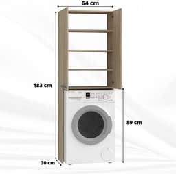 Kast Boven Wasmachine - Ruimtebesparend Opbergrek voor Wasmachine en Droger in Badkamer of Wasruimte — thumbnail 4