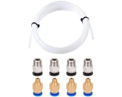 1 Meter PTFE Teflon Buis voor 3D-printer met 8 Stuks Pneumatische Connectoren (PC4-M6 & PC4-M10)