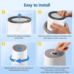 Luchtreiniger Filter geschikt voor Philips FY0611/30 - Set van 2 - Voor AC0650/10 & AC0651/10 - H13 HEPA & Actieve Kool - Nanodeeltjes & Geur Filter - Wit/Zwart — thumbnail 6