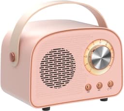 Draagbare Retro Vintage Bluetooth Speaker - TWS, U-Disk, TF Kaart, AUX - Voor Huis, Reizen & Buiten Gebruik (Roze) — thumbnail 1