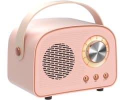 Draagbare Retro Vintage Bluetooth Speaker - TWS, U-Disk, TF Kaart, AUX - Voor Huis, Reizen & Buiten Gebruik (Roze)