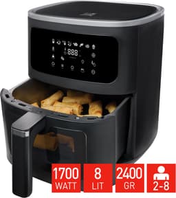 FRITEL Airfryer SnackTastic® 7620 – Heteluchtfriteuse 8L - Airfryer XXL – 1700W – Voor 1-8 Personen – Touchscreen – Airfryer met Kijkvenster & Verlichting – 8 Programma’s – PFAS-vrij – Zwart — thumbnail 2