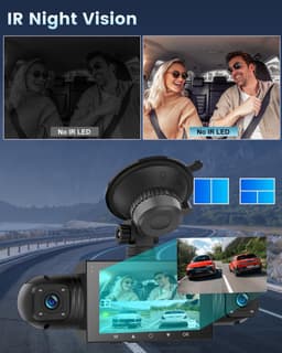 4 Kanaals Dashcam 1080P met 360 Graden Zicht, IPS Scherm en Nachtzicht + 64GB Kaart — thumbnail 2