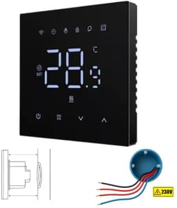 Inbouw Thermostaat | Wifi | Touchscreen bediening | Inbouw | Programmeerbaar | Tuya Smart Life | Google Home Alexa | Zwart — thumbnail 1
