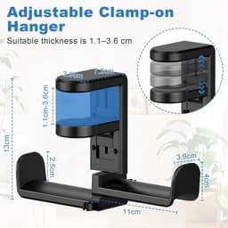 Headset houder voor bureau 360 graden draaibaar met kabelorganizer - zwart - gaming accessoire. — thumbnail 3