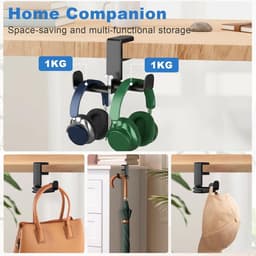 Headset houder voor bureau 360 graden draaibaar met kabelorganizer - zwart - gaming accessoire. — thumbnail 5