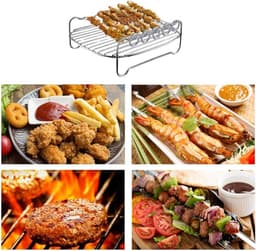 BBQ Kookrek - Dubbele Laag Rvs Spiezen - Griddle Vervangingsaccessoires voor Airfryer HD9225 9920 9231 9233 9904 — thumbnail 3